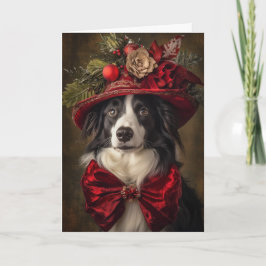 Victoriaanse Border Collie Kerstmis Feestdagen Kaart