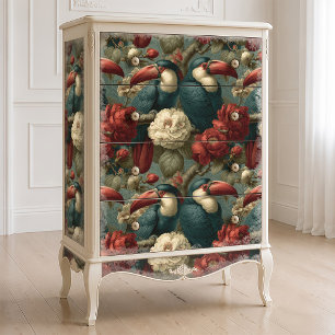 Victoriaanse Botanische Toekan Jungle Decoupage Tissuepapier