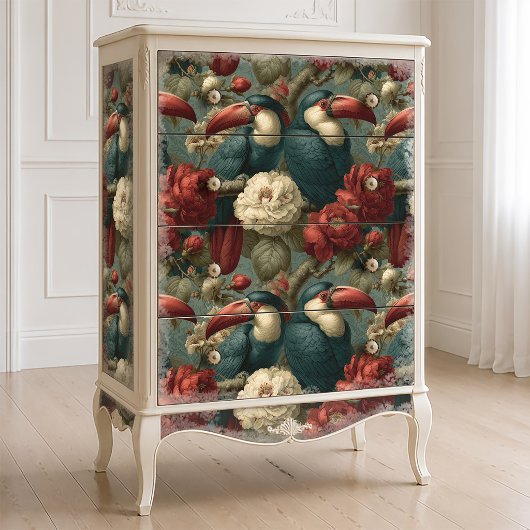 Victoriaanse Botanische Toekan Jungle Decoupage Tissuepapier
