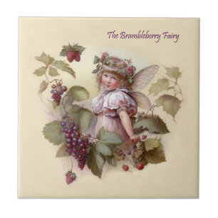 Victoriaanse “Bramble Berry Fairy” in een bladrijk Tegeltje