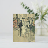 Victoriaanse bruid en bruidegom pasgetrouwd op de  kaart (Staand voorkant)