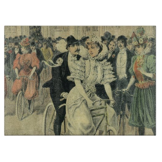 Victoriaanse bruid en bruidegom pasgetrouwd op een snijplank (Voorkant)