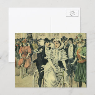 Victoriaanse bruid en bruidegom pasgetrouwd op fie briefkaart