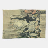 Victoriaanse bruid en bruidegom pasgetrouwd op fie theedoek (Horizontaal)