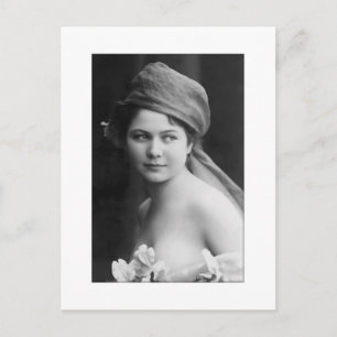 Victoriaanse bruid in zwart en wit briefkaart
