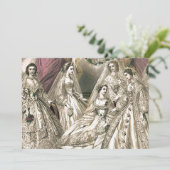 Victoriaanse Bruiden Bedankkaart (Staand voorkant)