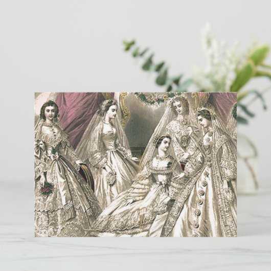 Victoriaanse Bruiden Bedankkaart (Staand voorkant)