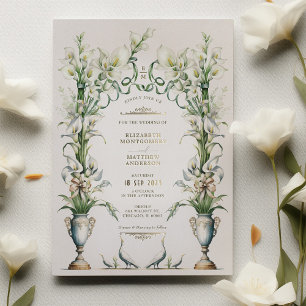 Victoriaanse Calla Lelie Elegantie Trouwuitnodigin Folie Uitnodiging