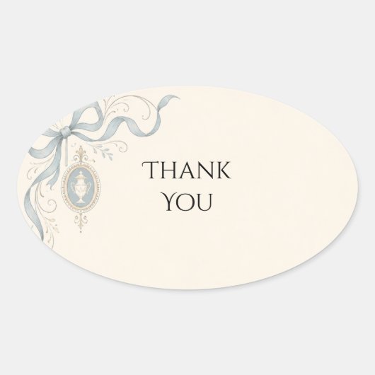 Victoriaanse Cameo Hanger Blauw Lint Sticker (Voorkant)