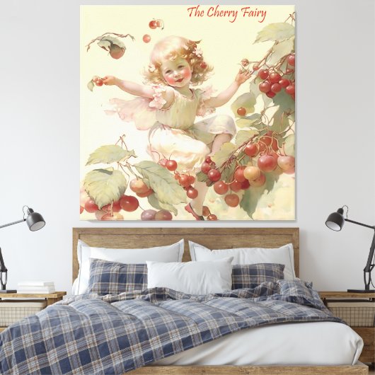 Victoriaanse "Cherry Fairy" in een Fruit Tree Post Canvas Afdruk (Insitu (Slaapkamer))