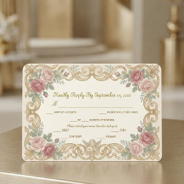 Victoriaanse Cherubijn Sieraad Bloemrankwerk RSVP Kaartje