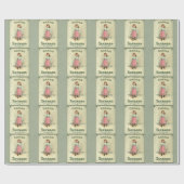 Victoriaanse Chocolade Kus Meisje Suiker Cadeaupapier (Vlak)