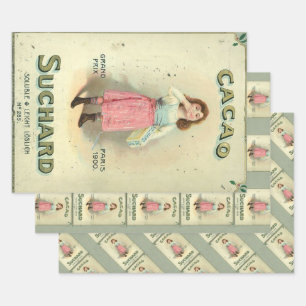 Victoriaanse Chocolade Kus Meisje Suiker Inpakpapier Vel