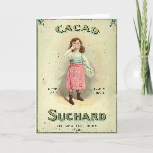 Victoriaanse Chocolade Kus Meisje Suiker Kaart (Voorkant)