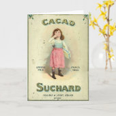 Victoriaanse Chocolade Kus Meisje Suiker Kaart (Gele Bloem)