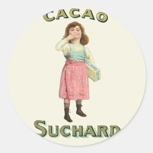 Victoriaanse Chocolade Kus Meisje Suiker Ronde Sticker (Voorkant)