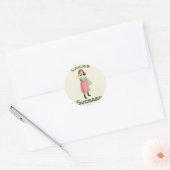 Victoriaanse Chocolade Kus Meisje Suiker Ronde Sticker (Envelop)
