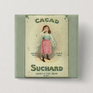 Victoriaanse Chocolade Kus Meisje Suiker Vierkante Button 5,1 Cm