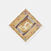 Victoriaanse chocolade label bloemig elegante tas  servet (Hoek)