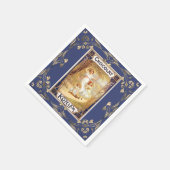 Victoriaanse chocoladereclame blauw goud servet (Hoek)