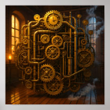 Victoriaanse controlekamer Steampunk canvas wandku