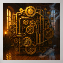 Victoriaanse controlekamer Steampunk canvas wandku Poster