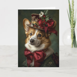 Victoriaanse Corgi Christmas Feestdagen Kaart