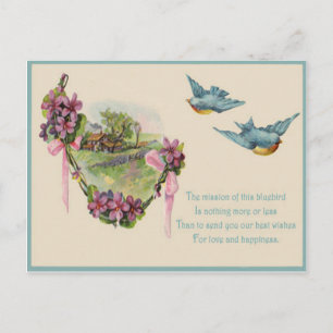 Victoriaanse Cottage Bluebird Moederdagkaart Briefkaart
