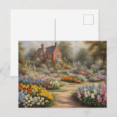 Victoriaanse cottage met zomerse bloementuin briefkaart (Voorkant / Achterkant)