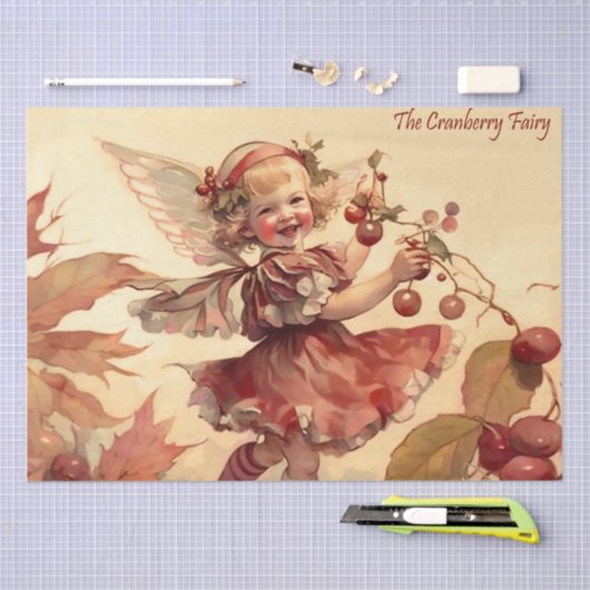 Victoriaanse “Cranberryfee" Tissuepapier (Craft)