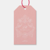 Victoriaanse Crest Monogram Blush Roze Bruiloft Cadeaulabel (Voorkant)