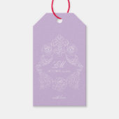 Victoriaanse Crest Monogram Paarse Huwelijk Cadeaulabel (Voorkant)