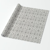 Victoriaanse Damast Bloem Wit Antiek Cadeaupapier (Uitgerold)