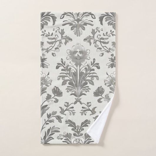 Victoriaanse Damast Bloem Wit Antiek Handdoek (Handdoek)