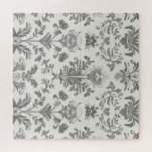 Victoriaanse Damast Bloem Wit Antiek Legpuzzel (Horizontaal)