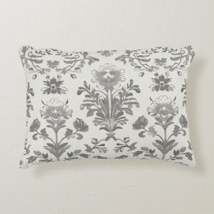Victoriaanse Damast Bloem Wit Vintage Accent Kussen