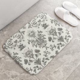 Victoriaanse Damast Bloem Wit Vintage Badmat
