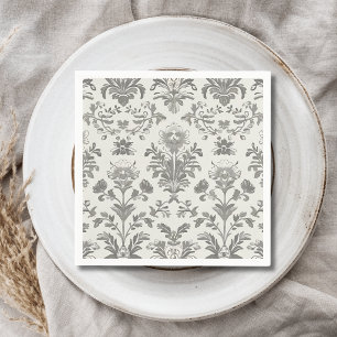 Victoriaanse Damast Bloem Wit Vintage Bruiloft Servet