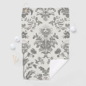 Victoriaanse Damast Bloem Wit Vintage Golfhanddoek (Insitu)