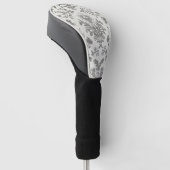 Victoriaanse Damast Bloem Wit Vintage Golfheadcover (Schuin)