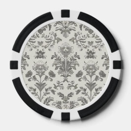 Victoriaanse Damast Bloem Wit Vintage Poker Chips