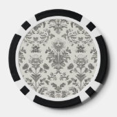 Victoriaanse Damast Bloem Wit Vintage Poker Chips (Achterkant)