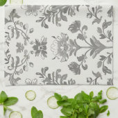 Victoriaanse Damast Bloem Wit Vintage Theedoek (Gevouwen)