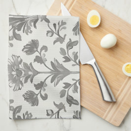 Victoriaanse Damast Bloem Wit Vintage Theedoek