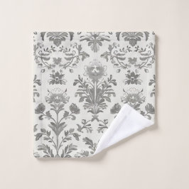 Victoriaanse Damast Bloem Wit Vintage Washandje