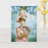 Victoriaanse dame in roze kaart (Gele Bloem)