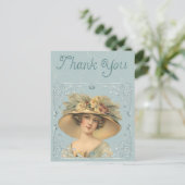 Victoriaanse dame met grote hoed - Dank je Briefkaart (Staand voorkant)