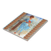 Victoriaanse dame op het strand uit de jaren 1890 tegeltje (Zijkant)