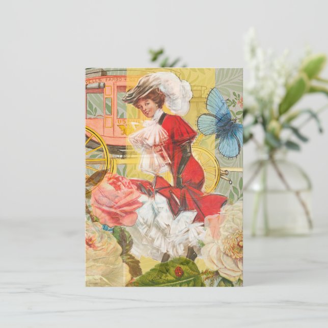 Victoriaanse dame vrouw elegante rijke rode illust (Staand voorkant)