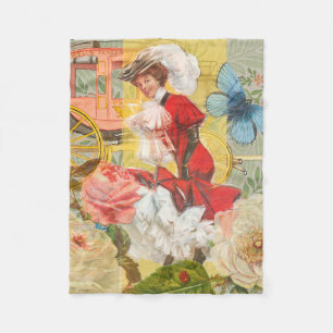Victoriaanse dame vrouw elegante rijke rode illust fleece deken